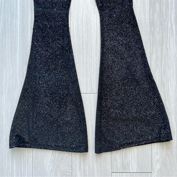 FASHIONKILLA Square Neck Crop Top & Flare Pant Two Piece in Black w/ Glitter - Picture 14 of 16